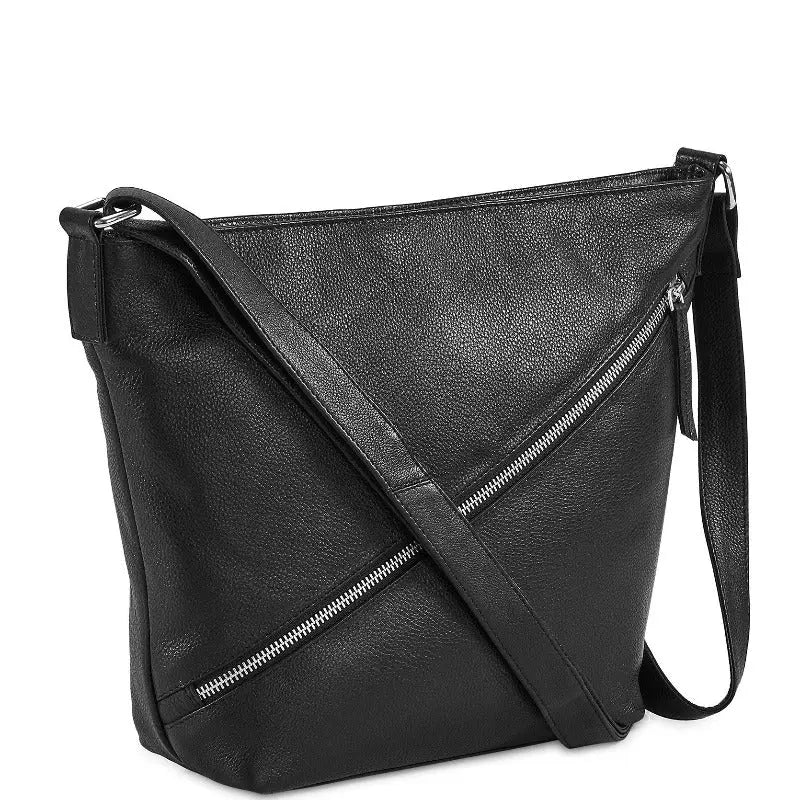 Style Fernandez (kun ét stk. på lager). Fantastisk skulder- og crossbodytaske i absolut kvalitetslæder med udvendige lynlåsrum på begge sider. Octopus Denmark
