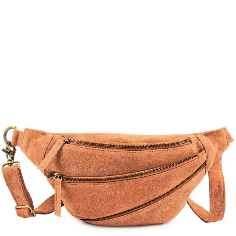 Style Ghita i cognac (kun få stk. på lager): Cool bumbag / bæltetaske i lækkert blødt ruskind Octopus Denmark