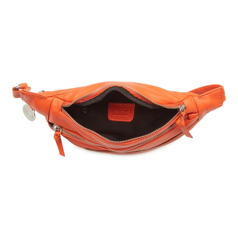 Style Ghita i vidunderlig orange læder: Flot, cool bumbag i mellemstørrelse m. flot lynlåsdetalje Octopus Denmark