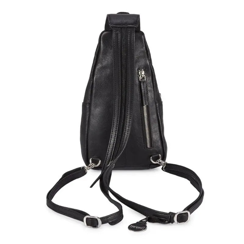  Style Haiti i smukt sort læder. Super cool kombineret rygsæk og bumbag med masser af rum