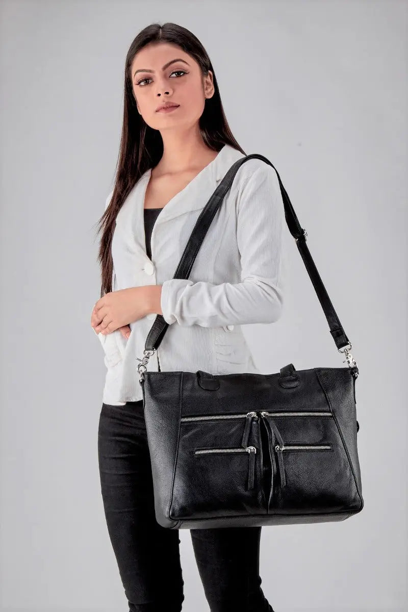Style Holland i sort. Stor, fantastisk lædertaske til arbejde / rejser / skole m.m. Octopus Denmark