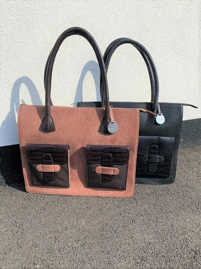 Style Japan. Eksklusiv cognac/brun håndtaske til arbejde, skole, rejse Octopus Denmark