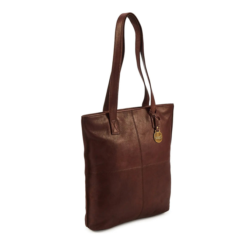 Style Joplin i flot mørkebrun læder (kun ét stk. på lager). Flot shopper, hånd- & skuldertaske i vidunderligt smukt kvalitetslæder Octopus Denmark