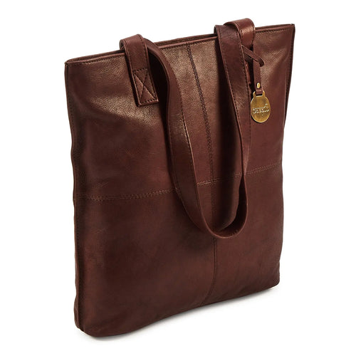 Style Joplin i flot mørkebrun læder (kun ét stk. på lager). Flot shopper, hånd- & skuldertaske i vidunderligt smukt kvalitetslæder Octopus Denmark