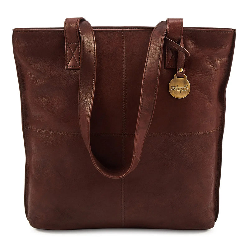 Style Joplin i flot mørkebrun læder (kun ét stk. på lager). Flot shopper, hånd- & skuldertaske i vidunderligt smukt kvalitetslæder Octopus Denmark