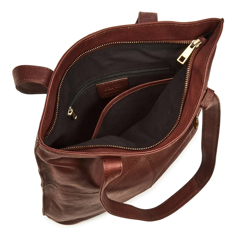 Style Joplin i flot mørkebrun læder (kun ét stk. på lager). Flot shopper, hånd- & skuldertaske i vidunderligt smukt kvalitetslæder Octopus Denmark