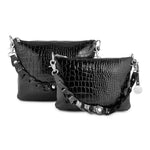 Style Kiss i sort. Clutch, håndtaske og skuldertaske i skind med flot prægning Octopus Denmark