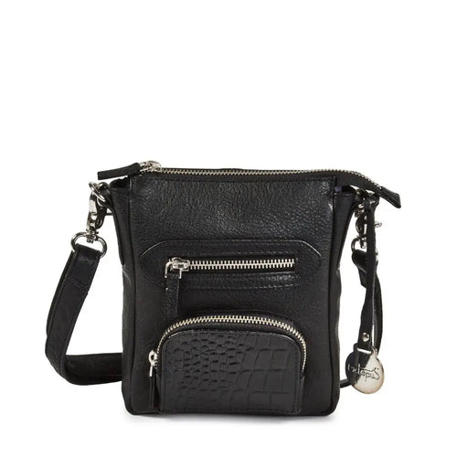 Style Kiwi i sort: Flot mindre skuldertaske/crossbody i skønt læder Octopus Denmark