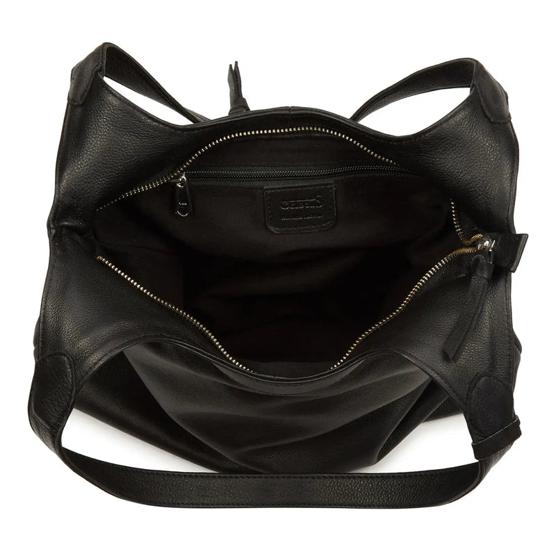 Style Laos i sort. Ultrasmuk lædertaske, elegant kombineret skulder-, hånd- og crossbodytaske Octopus Denmark