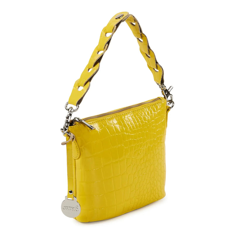 Style Limassol i en smuk gul. Skøn lille håndtaske / clutch med flot flettet håndrem Octopus Denmark
