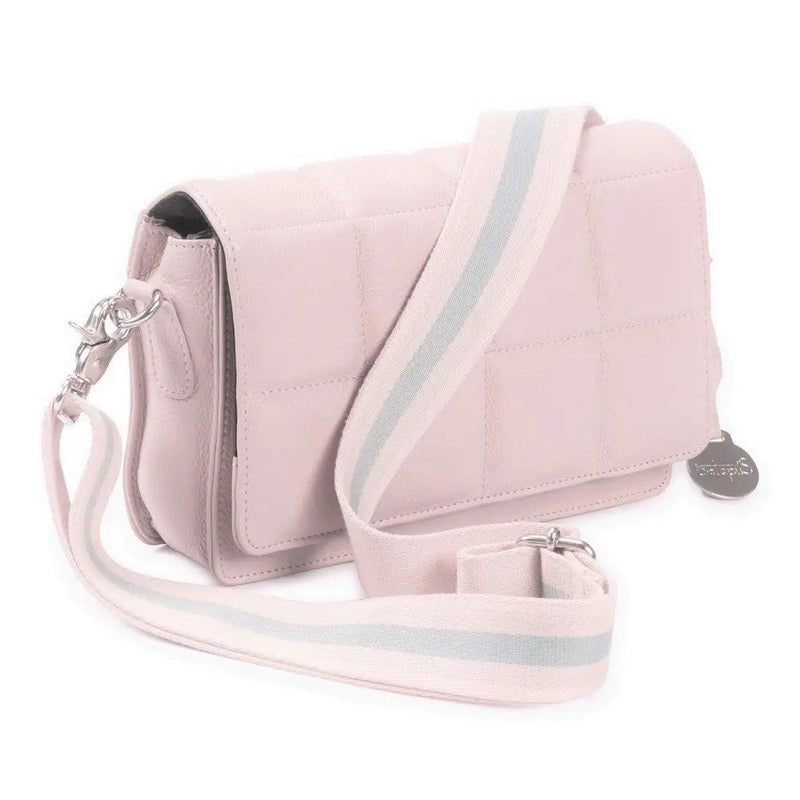 Style Malaysia i en smuk støvet rosa. Crossbody skuldertaske i læder med flot kvadratisk mønster Octopus Denmark