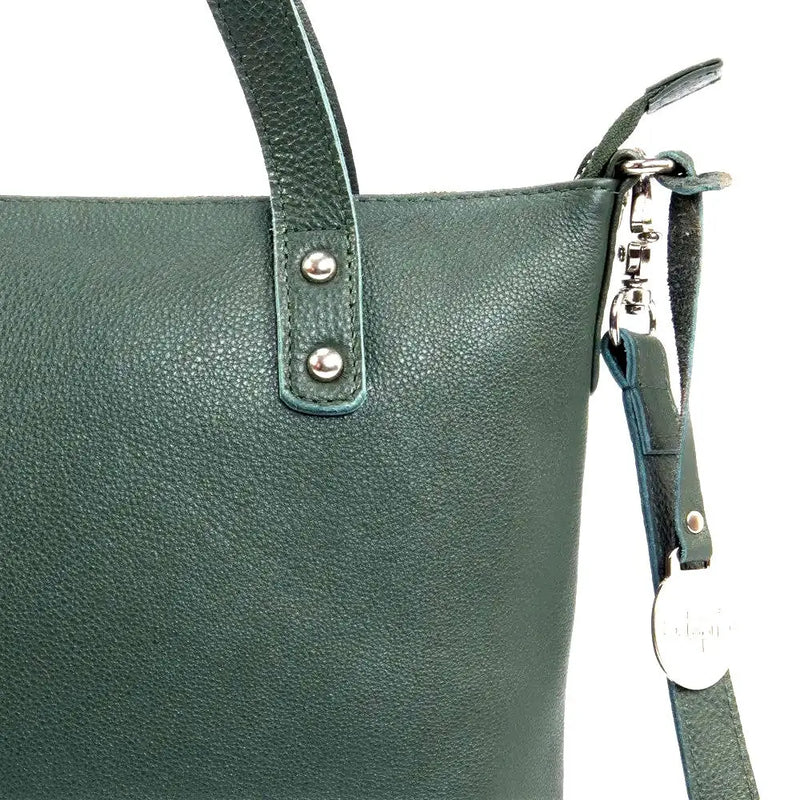 Style Mexico i mørkegrøn. Smuk stor lædertaske til hånd, skulder & crossbody i det blødeste kvalitetslæder Octopus Denmark