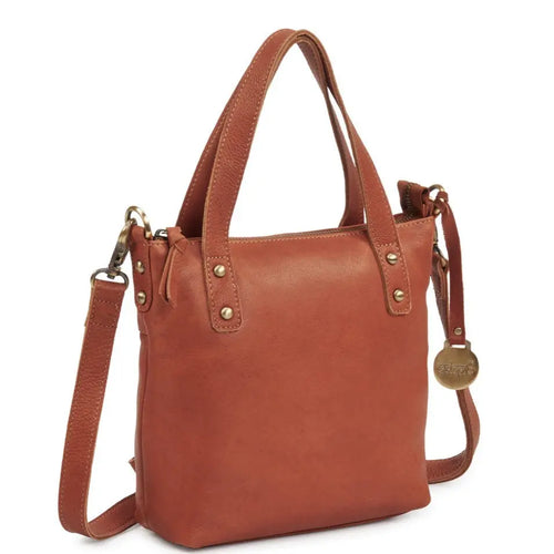 Style Monaco i cognacbrun (kun ét stk. på lager). Smuk lædertaske til hånd, skulder & crossbody Octopus Denmark