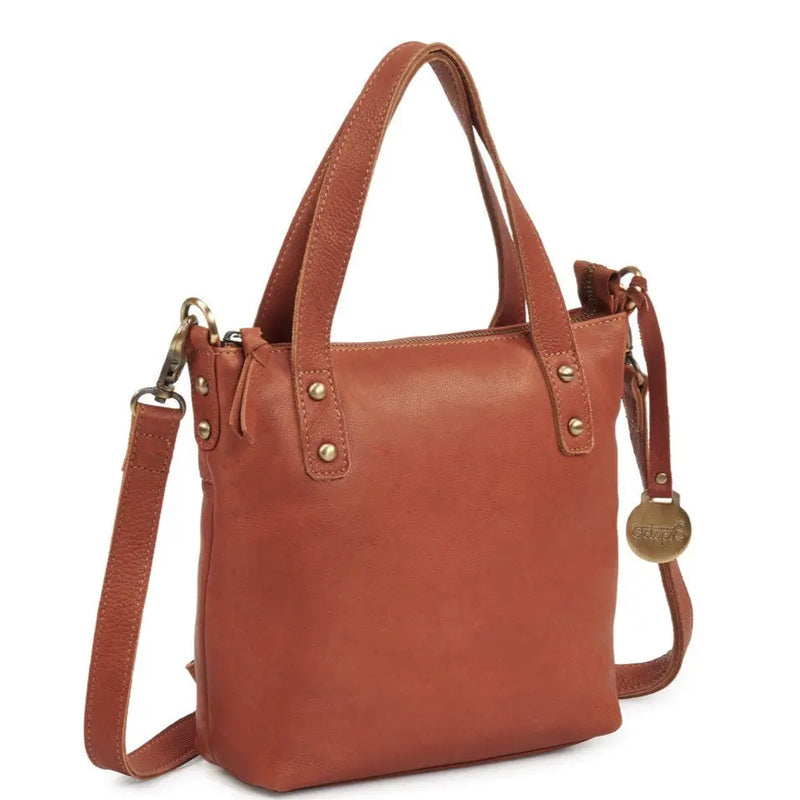 Style Monaco i cognacbrun (kun ét stk. på lager). Smuk lædertaske til hånd, skulder & crossbody Octopus Denmark