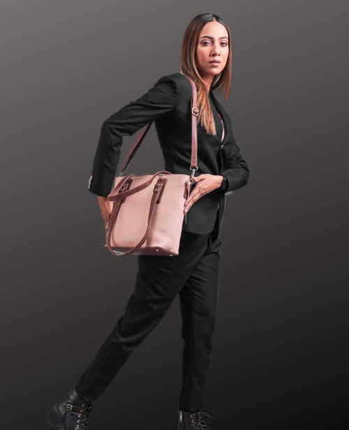 Style Muscat i ultraflot rosa m. brun. Enestående håndtaske og skuldertaske i lækkert læder Octopus Denmark