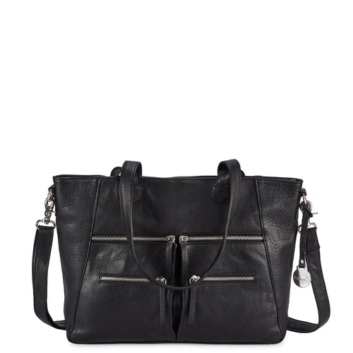 Style Nimbus i sort. Fantastisk smuk lædertaske, til hånd, skulder & crossbody, i mellemstørrelse Octopus Denmark