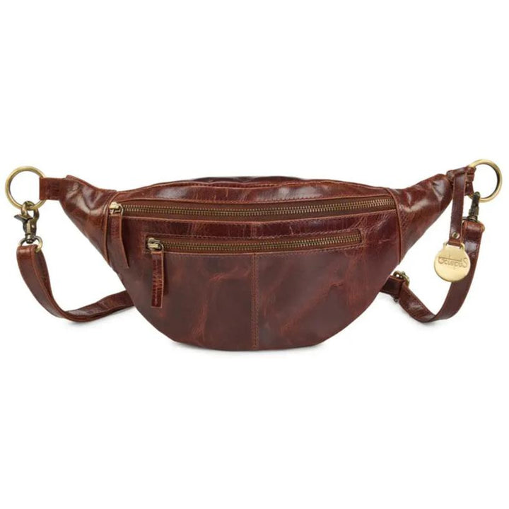 Style Odense i smukt mørkebrunt vintagelæder. Lækker, cool og rå bumbag m. flotte ringe og lynlåse Octopus Denmark