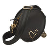 Style Opal i sort. Unik slingbag lædertaske til skulder- eller crossbody. 100% rund taske med hjerte i guldnitter. Octopus Denmark