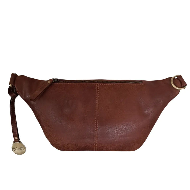 Style Paris i mørkebrun. Flot unisex bumbag i kraftigt vintagelæder m. stort hovedrum og frontlomme Octopus Denmark