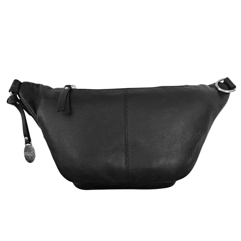 Style Paris i sort. Flot unisex bumbag i kraftigt kvalitetslæder m. stort hovedrum og stor flot frontlomme Octopus Denmark