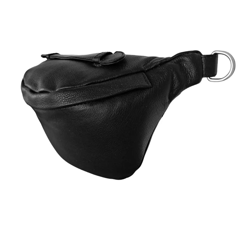Style Portugal i sort kvalitetslæder. Stor og rummelig bumbag med plads til det meste inkl. vandflasken Octopus Denmark