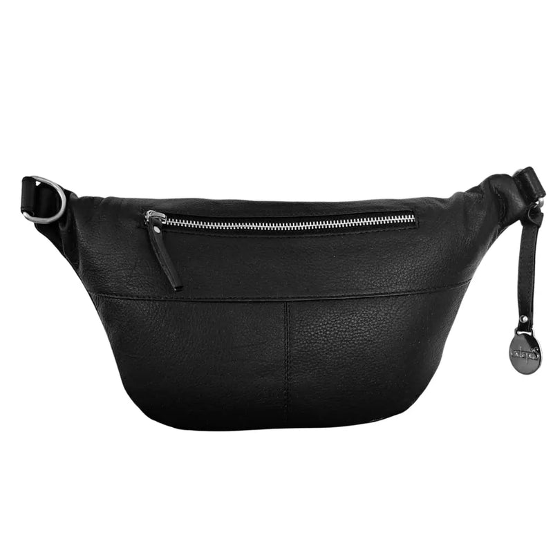 Style Portugal i sort kvalitetslæder. Stor og rummelig bumbag med plads til det meste inkl. vandflasken Octopus Denmark