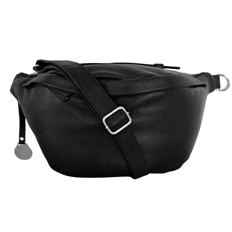Style Portugal i sort kvalitetslæder. Stor og rummelig bumbag med plads til det meste inkl. vandflasken Octopus Denmark