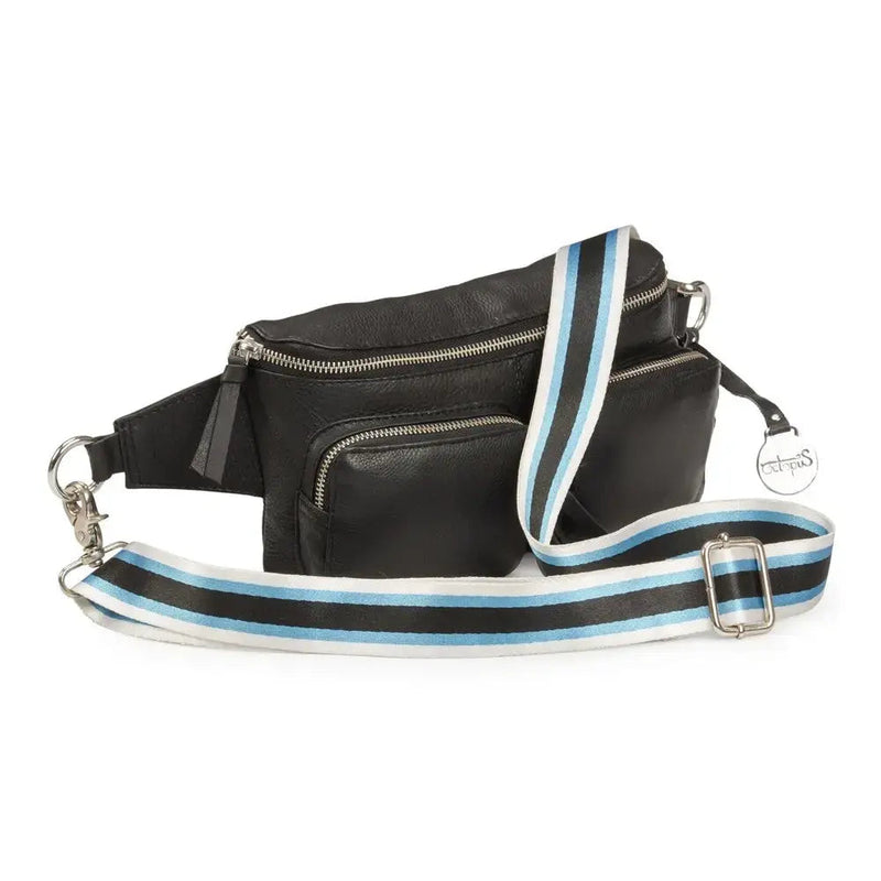 Style Nile i sort læder m. lynlåse i sølv. Suveræn skulder,- crossbody- & bumbag taske