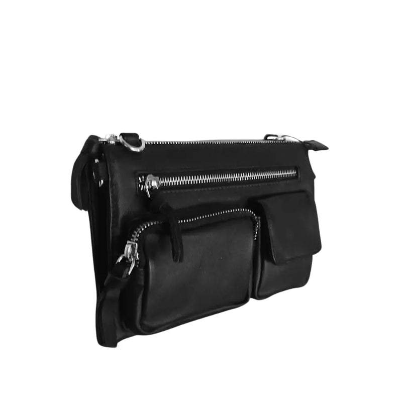 BEMÆRK: Kollektionsprøve. Style Ottawa i sort læder. Skøn mindre taske med seks rum og lommer. Fantastisk skuldertaske / crossbody / clutch Octopus Denmark