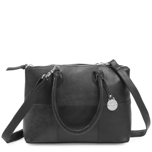 BEMÆRK: Kollektionsprøve. Style Nauru i sort/mørkegråt læder. Stor, elegant og klassisk håndtaske. Inkl. skulderrem til crossbody - Octopus Denmark