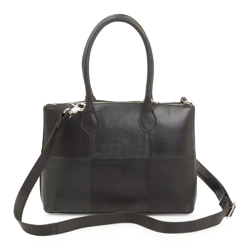BEMÆRK: Kollektionsprøve. Style Nauru i sort/mørkegråt læder. Stor, elegant og klassisk håndtaske. Inkl. skulderrem til crossbody - Octopus Denmark