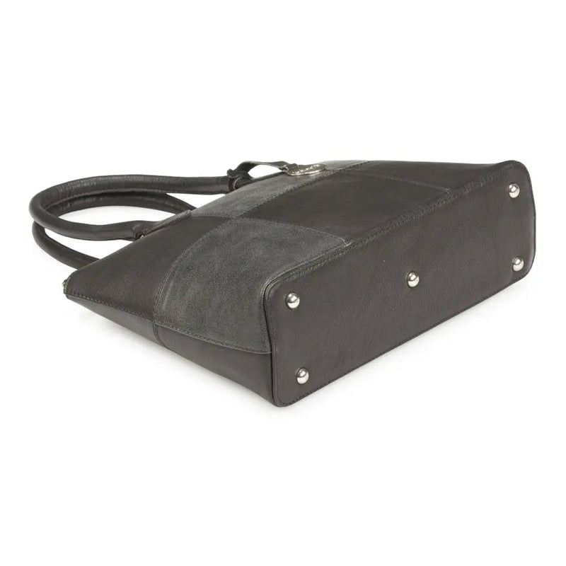BEMÆRK: Kollektionsprøve. Style Nauru i sort/mørkegråt læder. Stor, elegant og klassisk håndtaske. Inkl. skulderrem til crossbody - Octopus Denmark