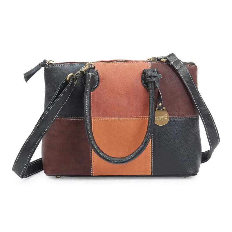 BEMÆRK: Kollektionsprøve. Style Nauru i sort/mørkegråt læder. Stor, elegant og klassisk håndtaske. Inkl. skulderrem til crossbody - Octopus Denmark